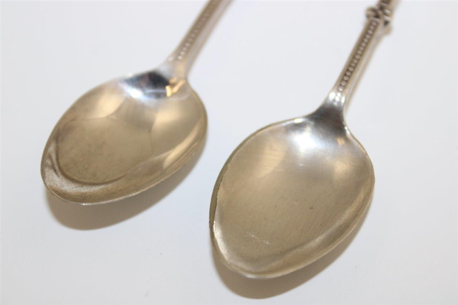 Pair of Post Swing Male Golfer Themed Spoons - Made in England