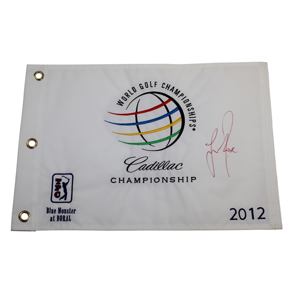 Justin Rose Signed 2012 WGC at Blue Monster Doral Embroidered Flag JSA ALOA