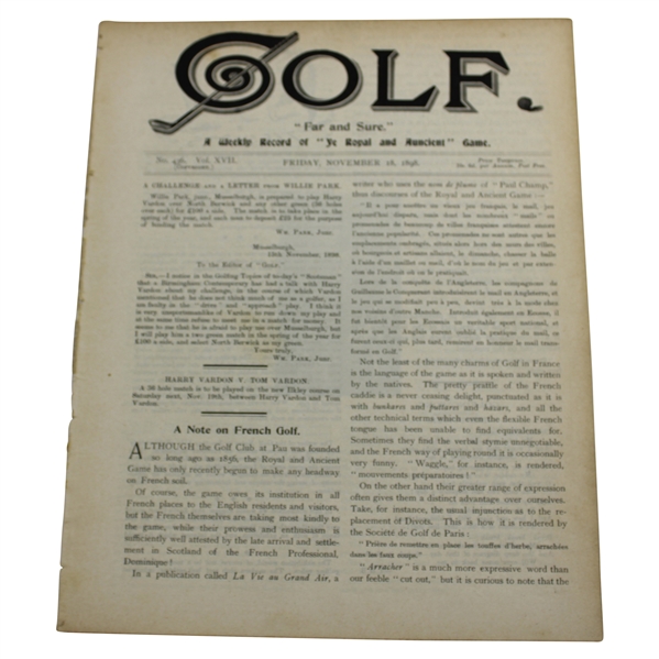 1898 Golf Far & Sure Weekly Publication No. 436 Vol. XVII