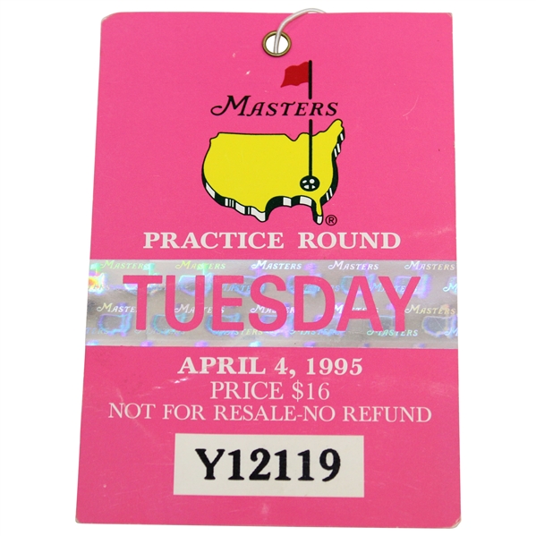 1995 Masters Tournament Tuesday Ticket #Y12119 - Tiger Woods Masters Debut