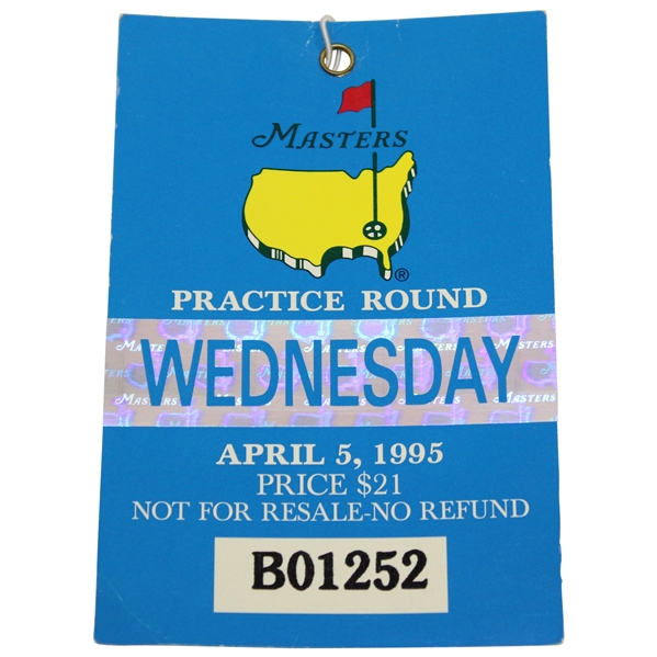 1995 Masters Tournament Wednesday Ticket #B01252- Tiger Woods Masters Debut