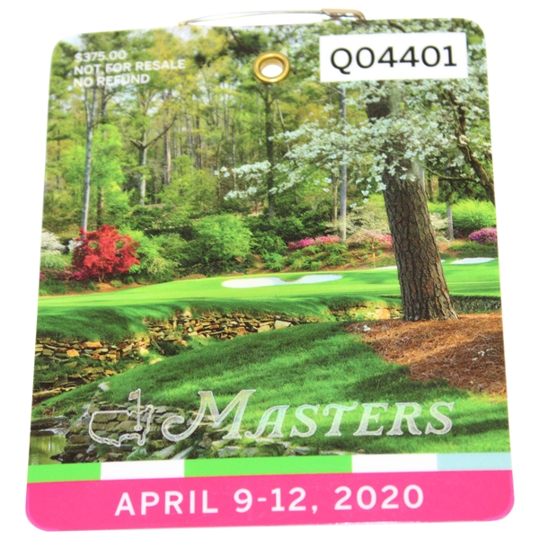 2020 Masters Tournament SERIES Badge #Q04401 - Dustin Johnson Winner