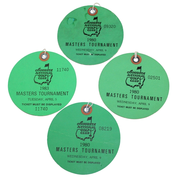 Three (3) 1980 (Wed) & 1983 (Tues.) Masters Tournament Tickets