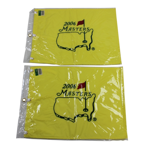 Two (2) 2006 Masters Tournament Embroidered Flags - Phil Mickelson Winner