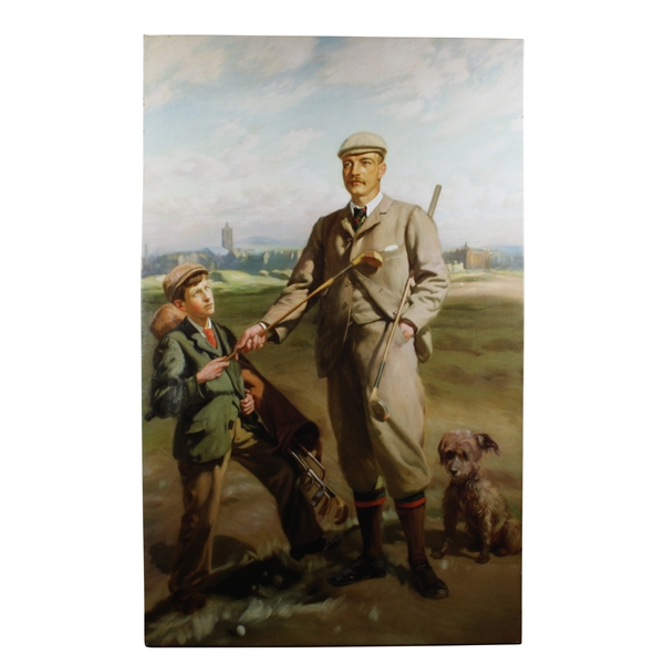 Freddie Tait and Caddie with Dog Canvas Giclée by Artist Henry Lorimer