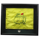 Tiger Woods Signed 2001 Masters Embroidered Flag - Framed JSA ALOA