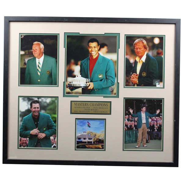 Tiger, Palmer, Nicklaus, Couples & Mickelson Masters Champs in Jackets Display - Framed