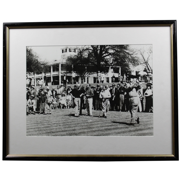 Bobby Jones Masters Tee Shot with Onlookers Sarazen, Hagen & Armour Photo - Framed