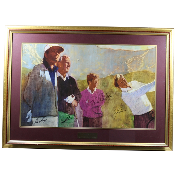 Palmer, Nicklaus, Watson & Player Signed Bernie Fuchs Skins Game Print JSA ALOA