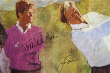 Palmer, Nicklaus, Watson & Player Signed Bernie Fuchs Skins Game Print JSA ALOA