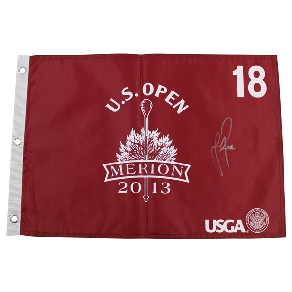 Justin Rose Signed 2013 US Open at Merion Red Screen Flag JSA ALOA