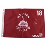 Justin Rose Signed 2013 US Open at Merion Red Screen Flag JSA ALOA