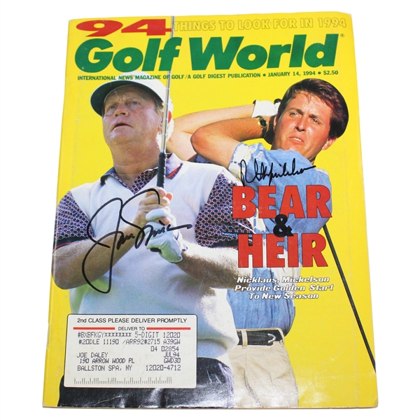 Jack Nicklaus & Phil Mickelson Time Period Signed 1994 Golf World Magazine JSA ALOA