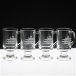 Four (4) Augusta National Golf Club 'Clubhouse' Glass Pedestal Coffee Mugs