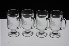 Four (4) Augusta National Golf Club 'Clubhouse' Glass Pedestal Coffee Mugs