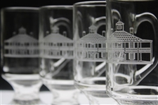 Four (4) Augusta National Golf Club 'Clubhouse' Glass Pedestal Coffee Mugs
