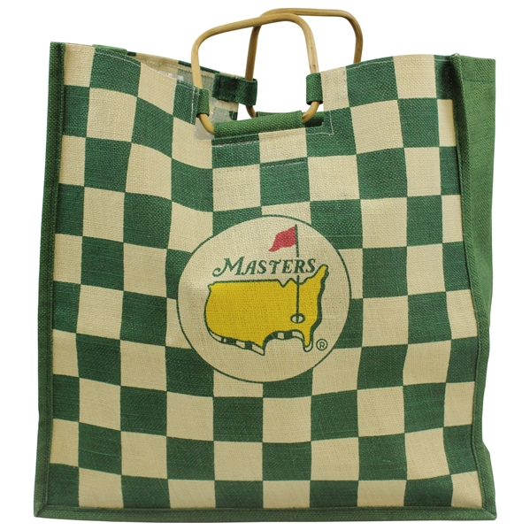 Masters Tournament Circle Logo Green/Tan Checkered Jute Bag