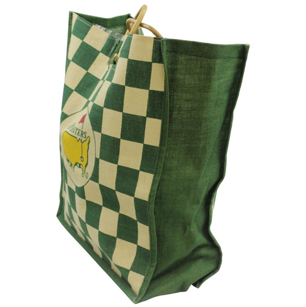 Masters Tournament Circle Logo Green/Tan Checkered Jute Bag