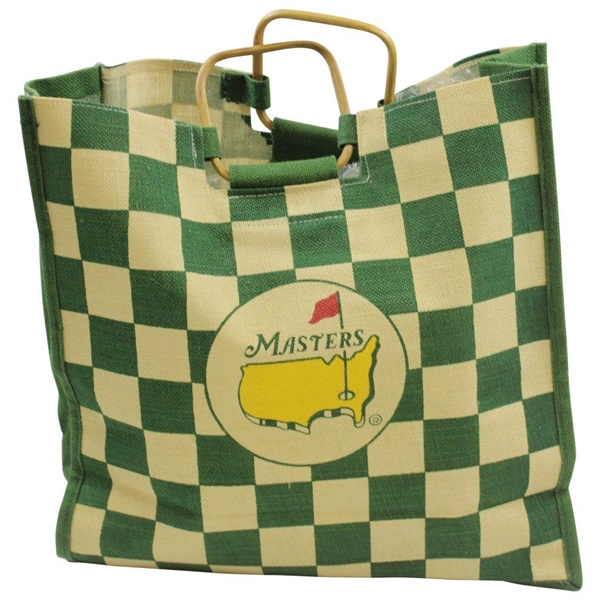 Masters Tournament Circle Logo Green/Tan Checkered Jute Bag