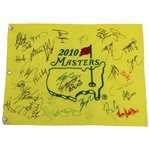 Champ Phil, Rory, Coody, Johnson & 4 Champs Signed 2010 Masters Embroidered Flag JSA ALOA