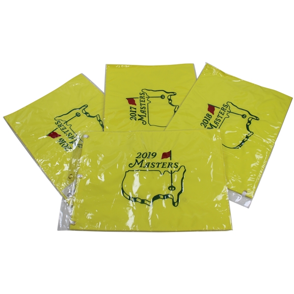 Four (4) Masters Tournament Embroidered Flags - 2016-2019 - Unopened