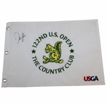 Dustin Johnson Signed 2022 US Open at The Country Club Embroidered Flag JSA ALOA