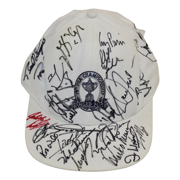 Tiger Woods & others Multi-Signed 1997 PGA Championship at Winged Foot Hat JSA ALOA