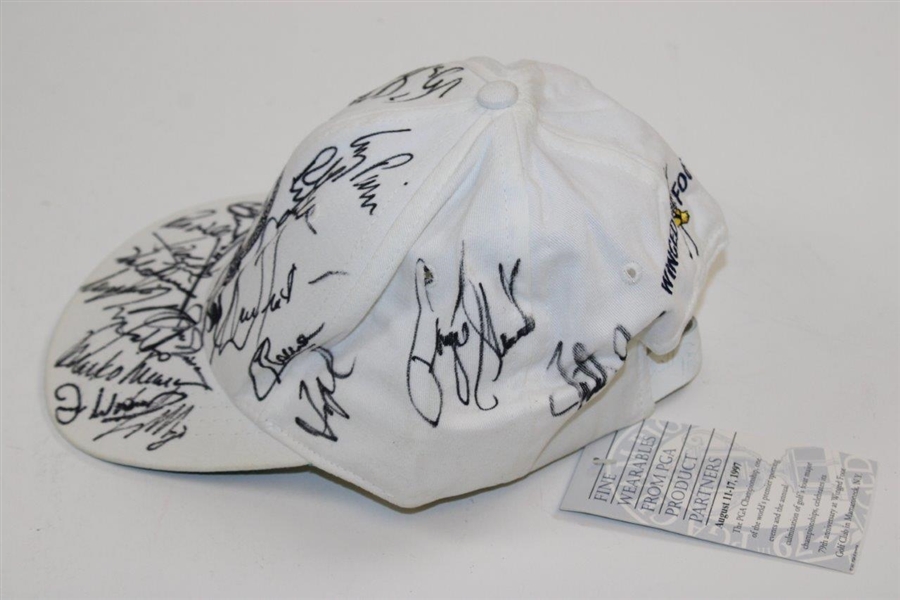 Tiger Woods & others Multi-Signed 1997 PGA Championship at Winged Foot Hat JSA ALOA