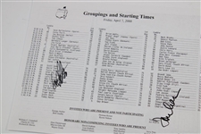 Aaron (x2), Stadler (x2), & Els Signed Four Masters 2000 Pairing Sheets JSA ALOA