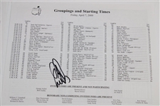 Aaron (x2), Stadler (x2), & Els Signed Four Masters 2000 Pairing Sheets JSA ALOA