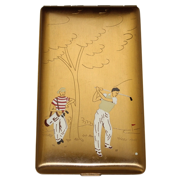 Vintage Pre-Swing Golfer with Caddy Elgin Cigarette Case