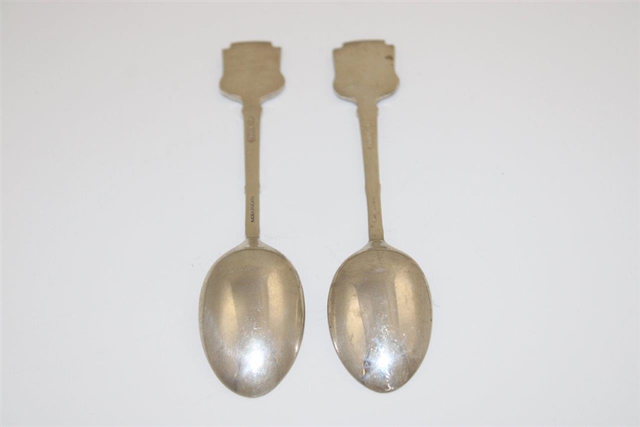 Pair of Post Swing Female Golfer Themed Spoons - Made in England