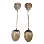 Pair of Post Sandwell Park Golf Club Themed Silver Spoons - Made in England