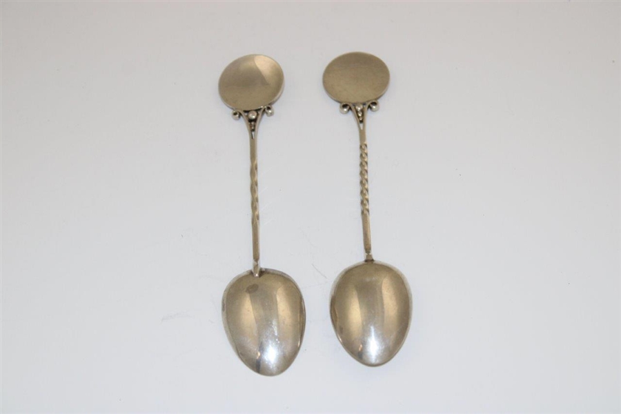 Pair of Post Sandwell Park Golf Club Themed Silver Spoons - Made in England