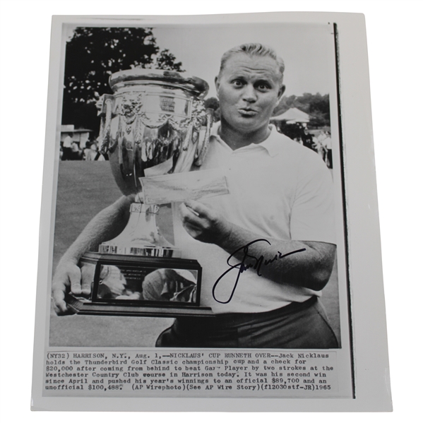 Jack Nicklaus Signed 1965 Thunderbird Classic Photo JSA ALOA