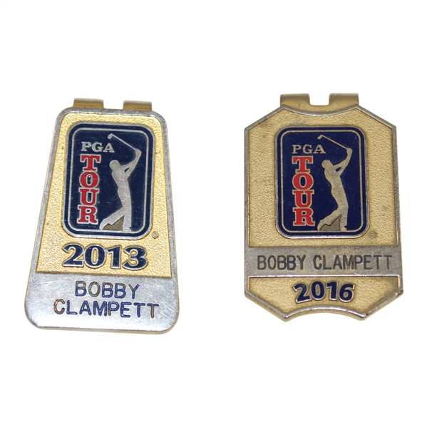 Bobby Clampetts Personal 2013 & 2016 PGA Tour Member Money Clip/Badges