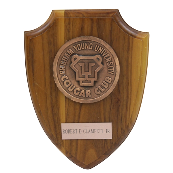 Bobby Clampetts Brigham Young University Cougar Club Plaque