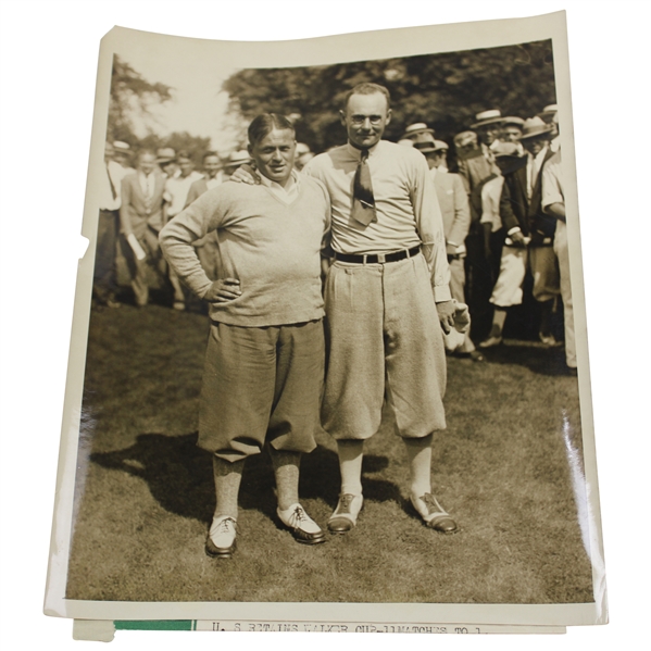 1928 Bobby Jones & Phil Perkins, British & U.S. Amateur Champions Square Off Wire Photo