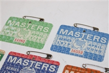 Eight (8) 1970's Masters Tournament SERIES Badges - 1970, 1971, 1973, 1974, 1976-1979