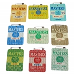 Nine (9) 1980's Masters Tournament SERIES Badges - 1980-1985 & 1987-1989