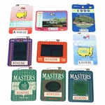 Nine (9) 1990's Masters Tournament SERIES Badges - 1990-1996 & 1998-1999