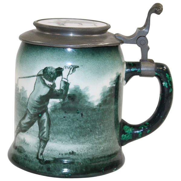 O'Hara Dial Co. (Lenox) Green Stein with 'That Old Solomon' Lid circa 1900 - With Repairs