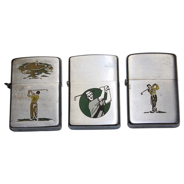 Three (3) Classic Golf Themed Zippo Lighters