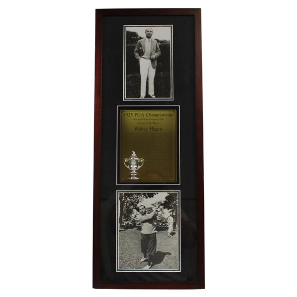 Walter Hagen 1925 PGA Championship at Olympia Fields CC Cherry Wood Golf Display