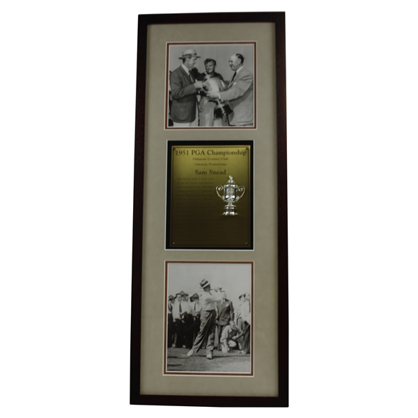 Sam Snead 1951 PGA Championship at Oakmont CC Cherry Wood Golf Display