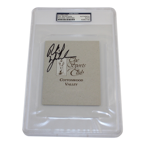 Phil Mickelson Signed The Sports Club Scorecard PSA/DNA #83957790