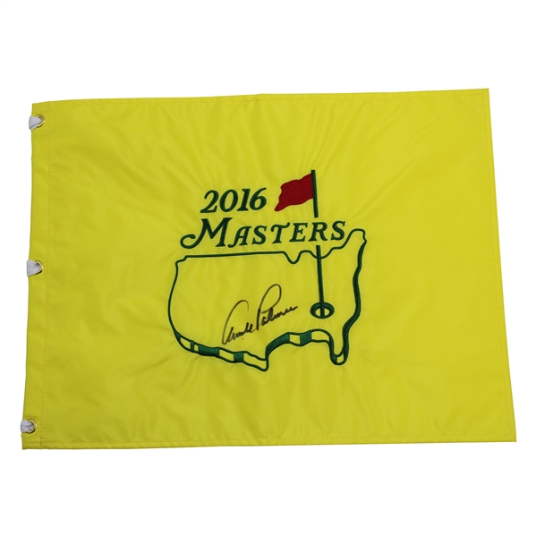 Arnold Palmer Signed 2016 Masters Embroidered Flag - Bobby Clampett Collection JSA ALOA