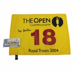 Todd Hamilton Signed 2004 OPEN at Royal Troon Flag with Signed RBS Note JSA ALOA