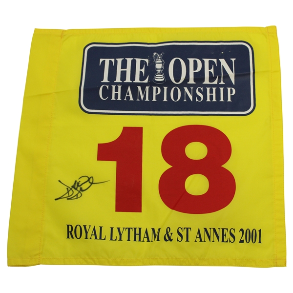 David Duval Signed 2001 The OPEN at Royal Lytham & St. Annes Flag JSA ALOA