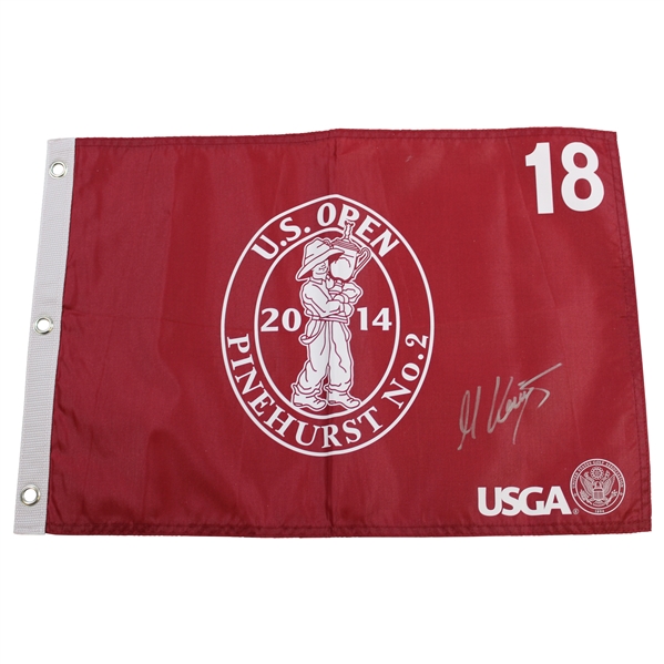 Martin Kaymer Signed 2014 US Open at Pinehurst Red Screen Flag JSA ALOA
